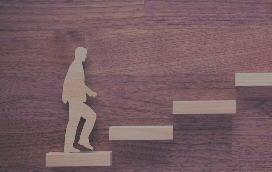 Court Mandated Housing - Man walking up court steps